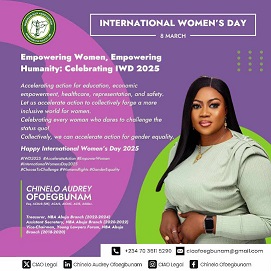 IWD 2025: CHINELO AUDREY OFOEGBUNAM CELEBRATES WOMEN