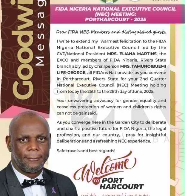 OKEY-OHAGBA FIDA NIGERIA NEC MEETING: OKEY OHAGBA SENDS FELICITATION, WELCOMES FIDAns TO PORT HARCOURT