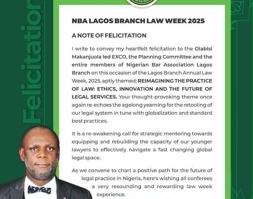 OKEY-OHAGBA OKEY OHAGBA HAILS NBA LAGOS ON ANNUAL LAW CONFERENCE