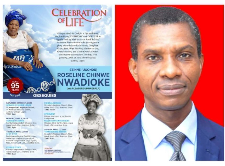 CITY LAWYER PUBLISHER, NWADIOKE BURIES MOTHER APRIL 7