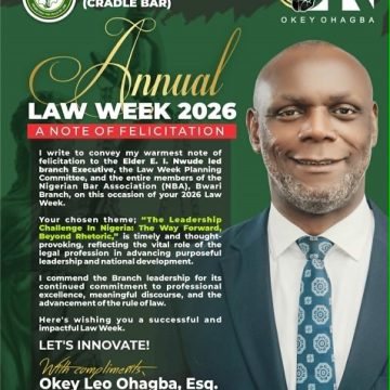 OKEY OHAGBA HAILS NBA BWARI ON ANNUAL LAW WEEK
