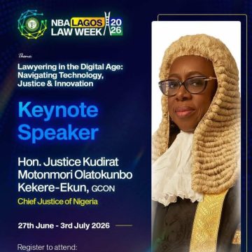 CHIEF JUSTICE OF NIGERIA TO DELIVER KEYNOTE ADDRESS AT 2026 NBA LAGOS BRANCH LAW WEEK