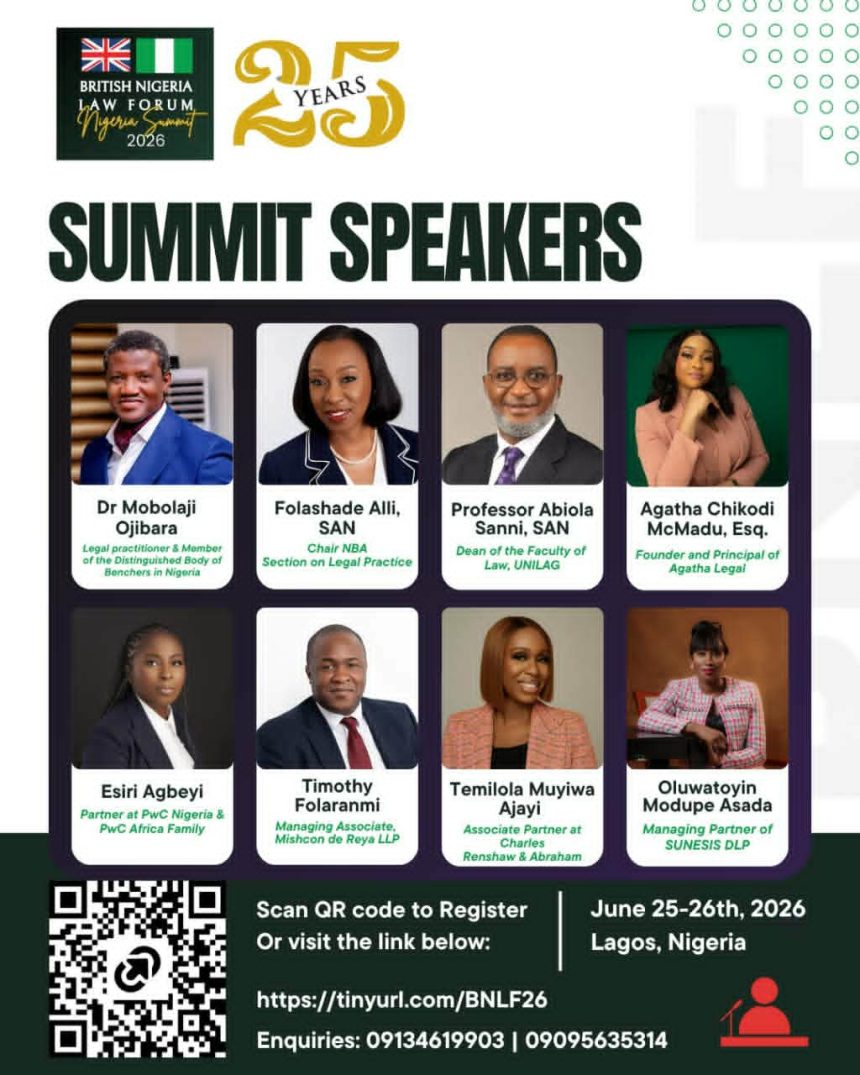 STELLAR SPEAKERS UNVEILED FOR 2026 BRITISH NIGERIA LAW FORUM (BNLF) SUMMIT, CONFERENCE & GALA NIGHT