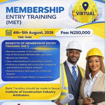 INSTITUTE OF CONSTRUCTION INDUSTRY ARBITRATORS HOLDS MEMBERSHIP TRAINING AUG. 4-5