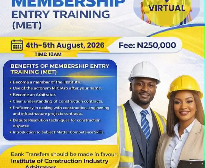 INSTITUTE OF CONSTRUCTION INDUSTRY ARBITRATORS HOLDS MEMBERSHIP TRAINING AUG. 4-5