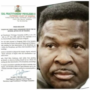 ‘WHY BE BARRED MIKE OZEKHOME FROM USE OF SAN RANK’ – LPPC (SEE LETTER)