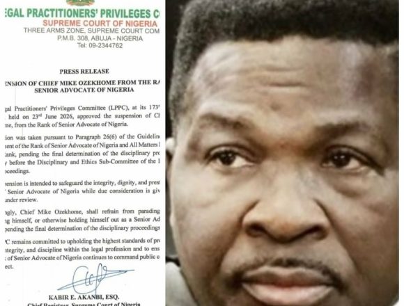 ‘WHY WE BARRED MIKE OZEKHOME FROM USE OF SAN RANK’ – LPPC (SEE LETTER)