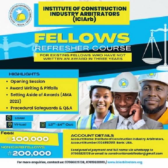 REGISTER FOR ICIARB FELLOWS REFRESHER COURSE HOLDING OCT. 13-14