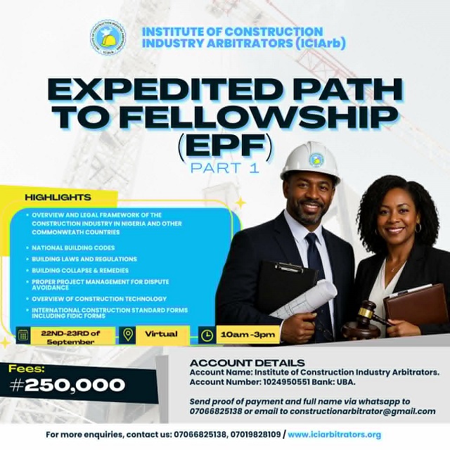 CONSTRUCTION ARBITRATION: REGISTER FOR EXPEDITED PATH TO FELLOWSHIP SEPT. 22-23 TRAINING