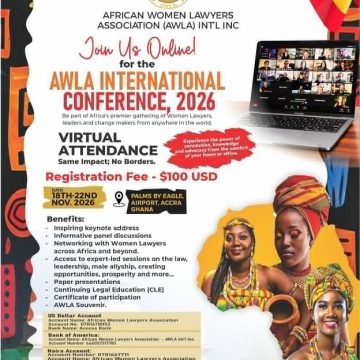 3 DAYS TO END REGULAR REGISTRATION, AWLA UNVEILS VIRTUAL WINDOW FOR ACCRA CONFERENCE