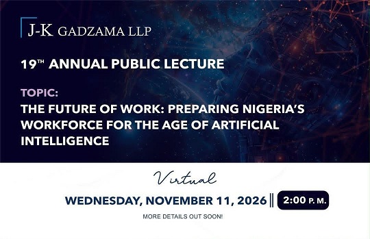 J-K GADZAMA LLP TO HOST 19TH ANNUAL PUBLIC LECTURE NOV. 11